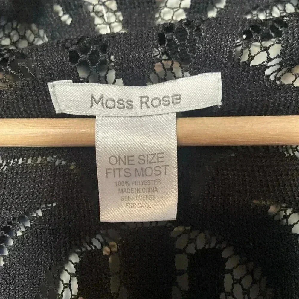 Moss Rose Black Mesh Boho Tassel Kimono One Size Fringe‎ Western Whimsigoth Maxi - Picture 3 of 8